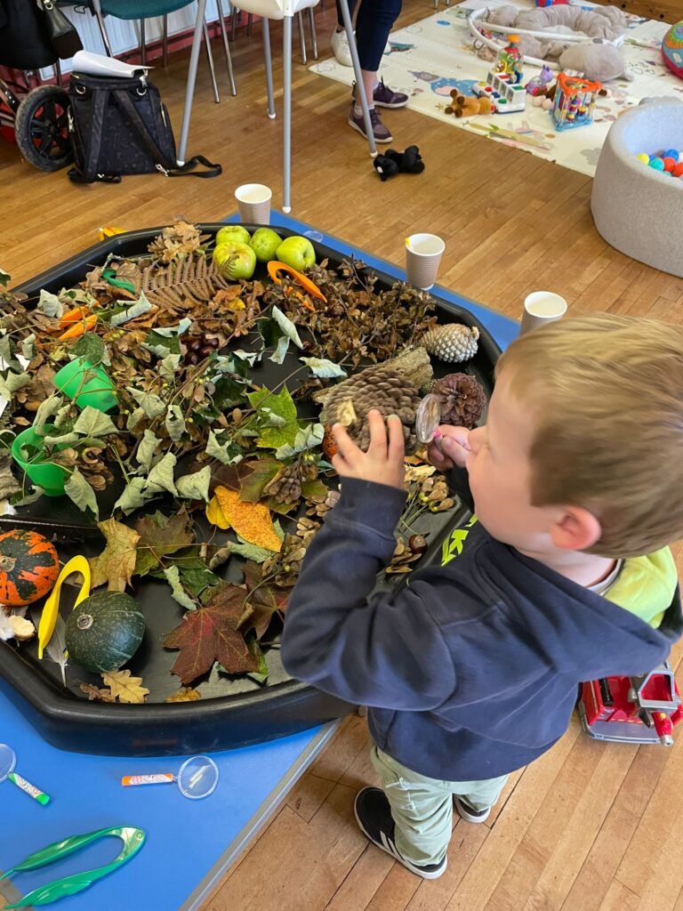 Archie at Autumn sensory table 2 9.10.23